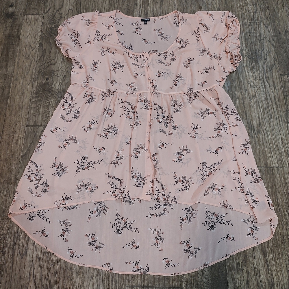 torrid Light Pink Floral High-Low Women's Sheer Top Size 4x - Picture 2 of 8
